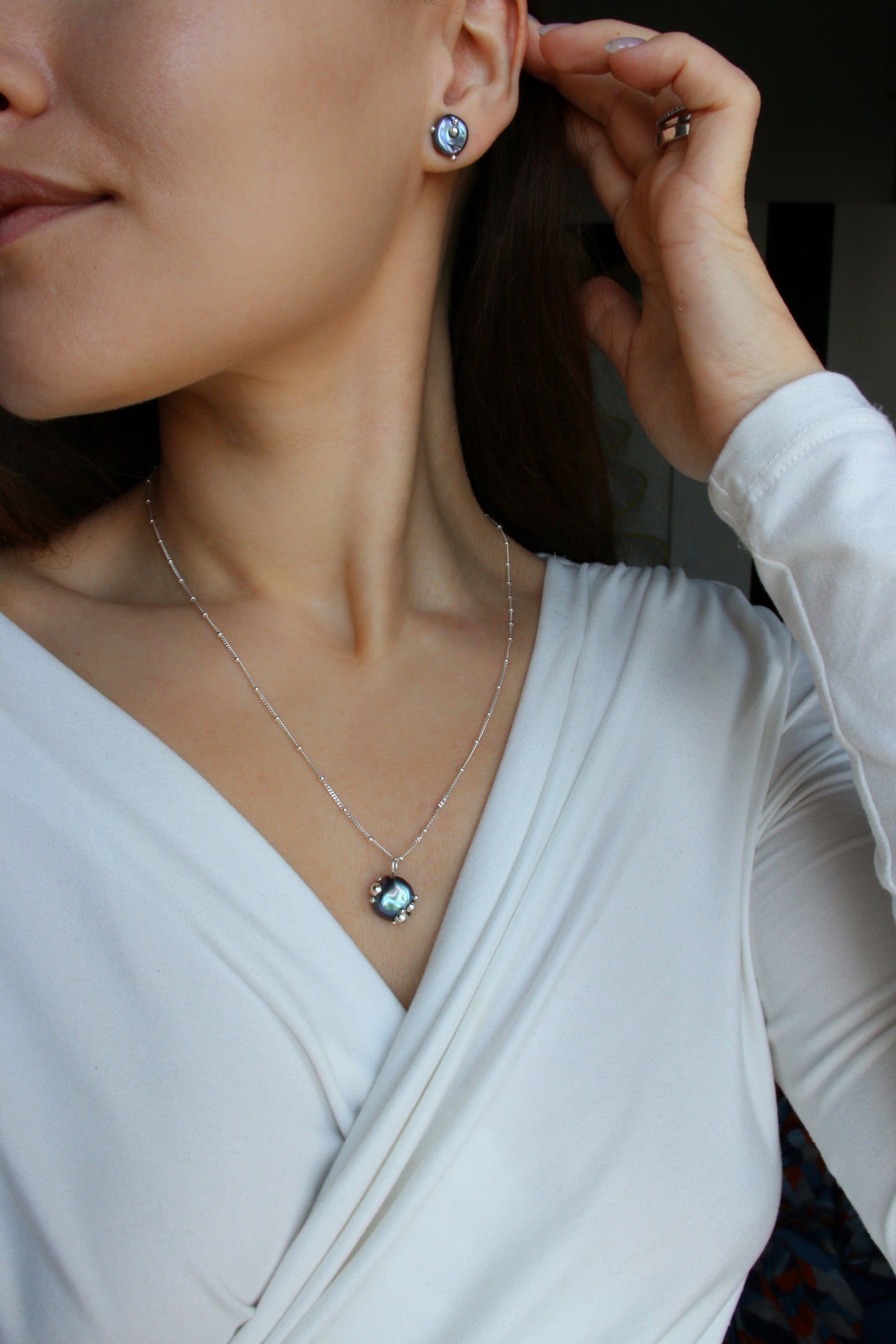 Studs with silver drops