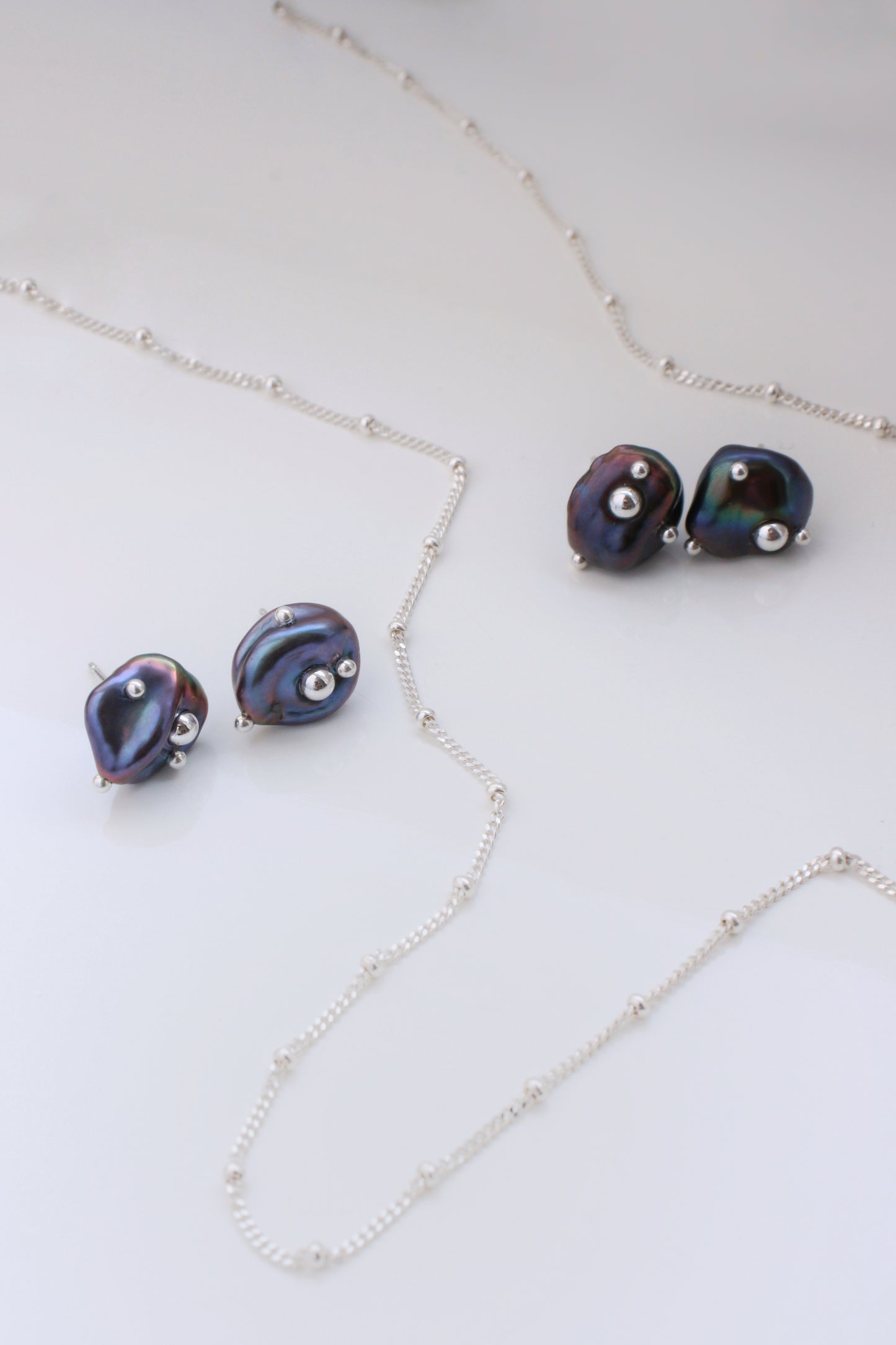 Studs with silver drops