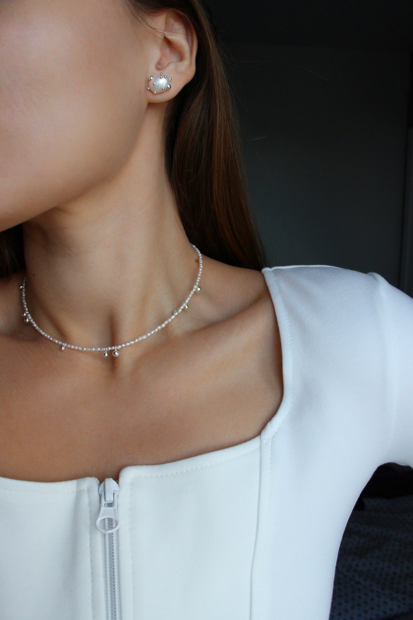 Studs with silver drops