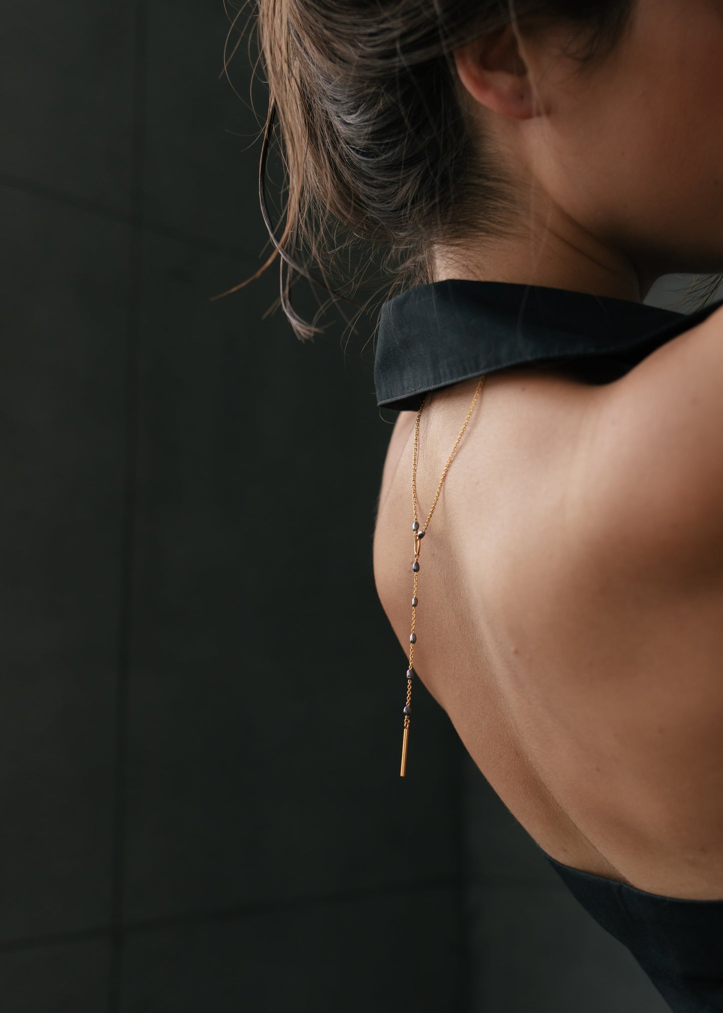 Lariat necklace "Circle gold"