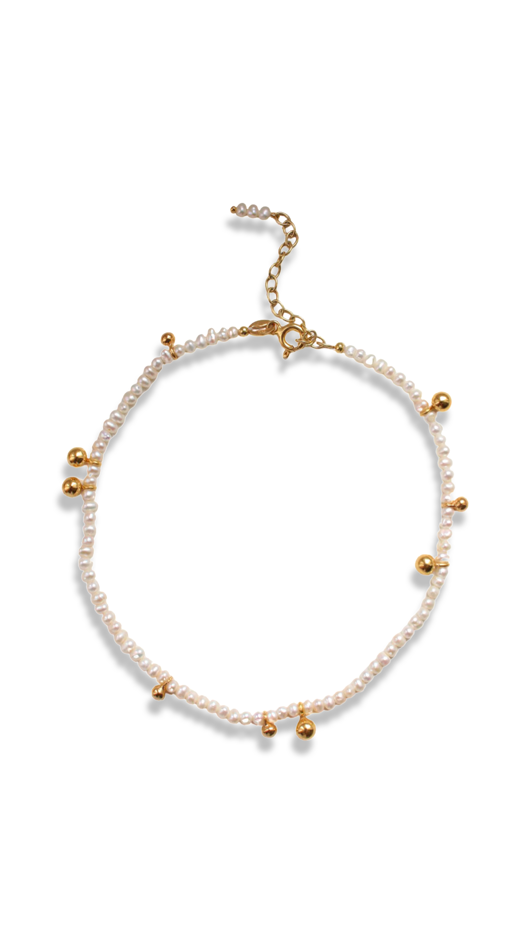 Anklet "Drops" with white pearls