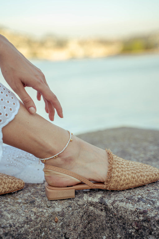 Anklet "Drops" with white pearls