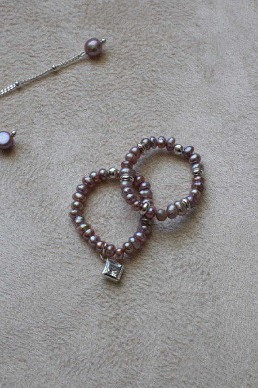 Сет з двох перлинних каблучок