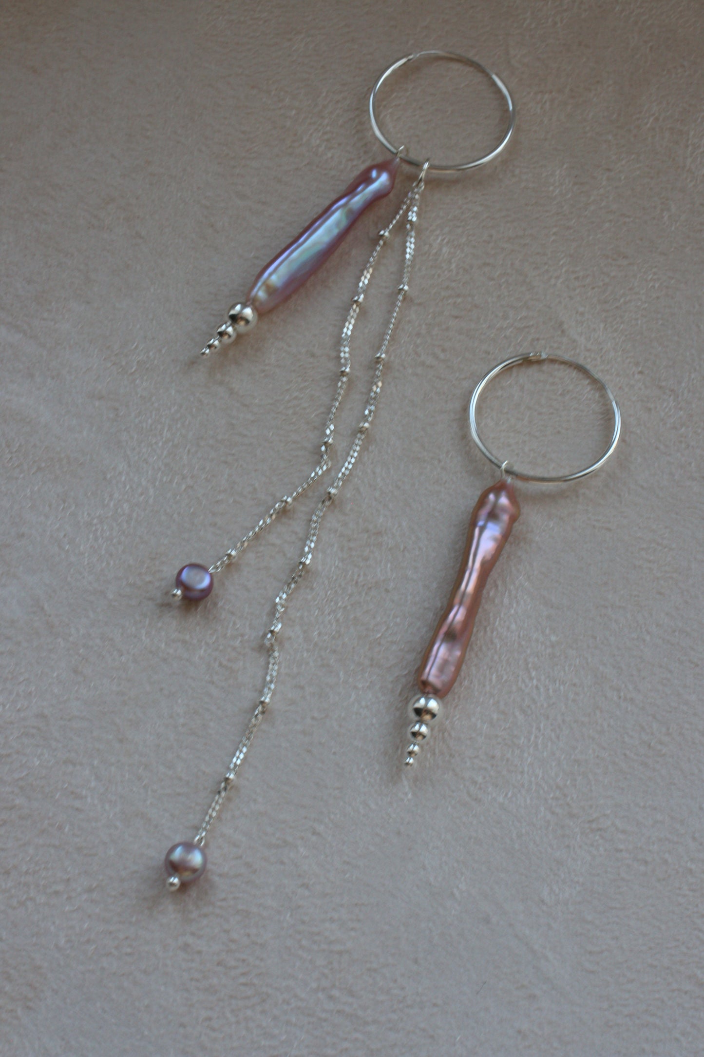 Сережки "Bubbles" з пурпуровими перлинами