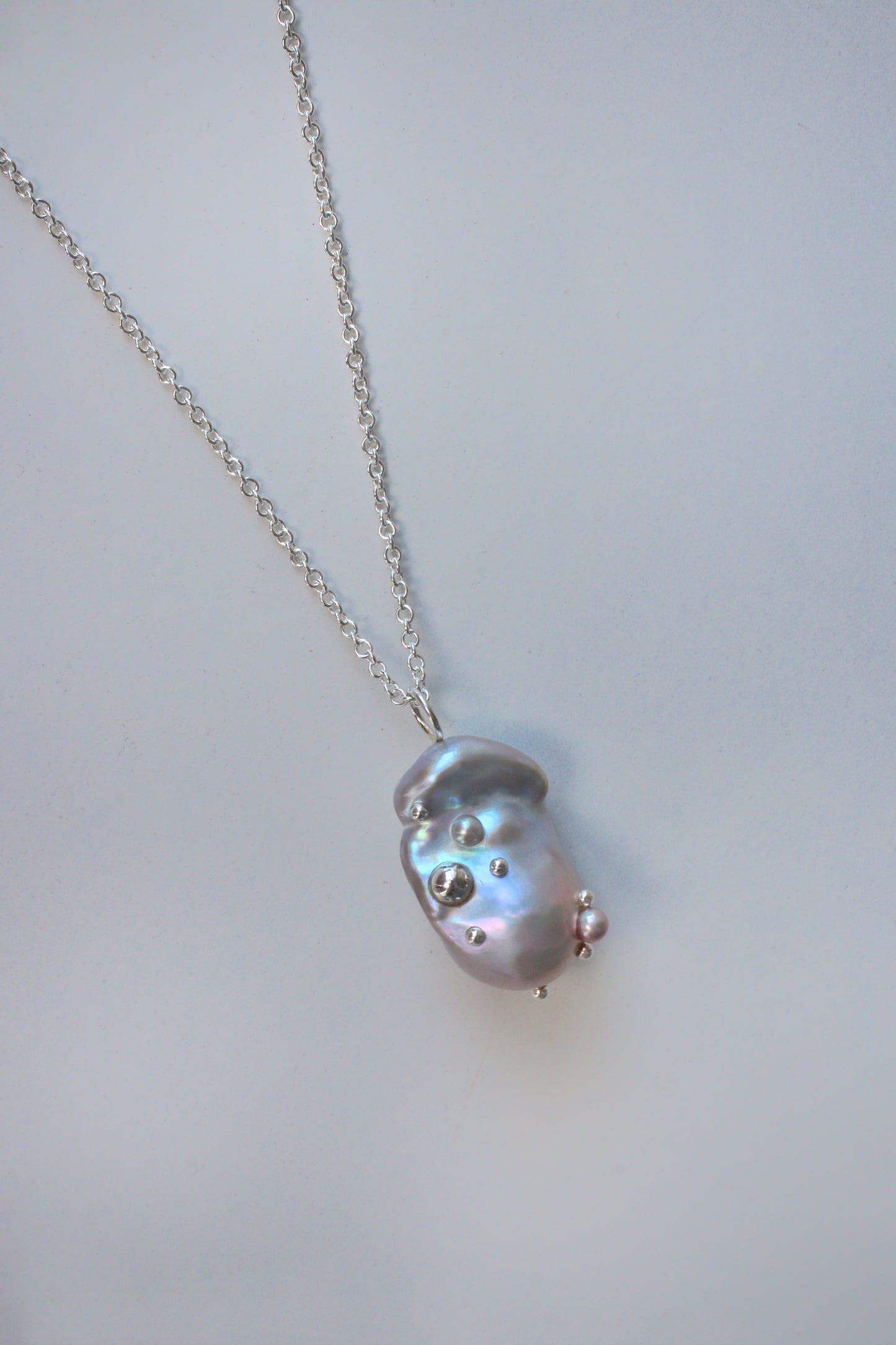 Ланцюжок з бароковою перлиною Silver