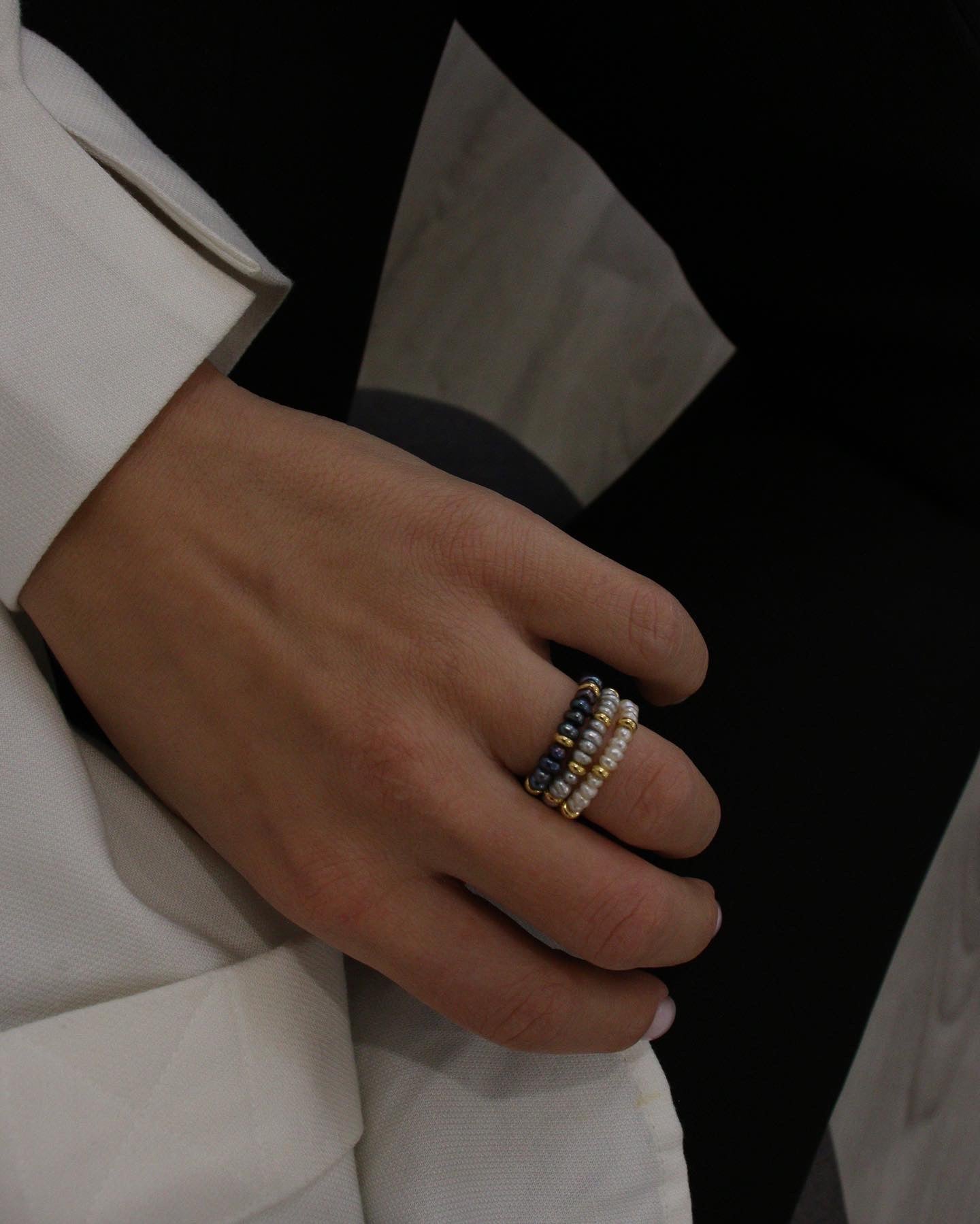 Сет з трьох перлинних каблучок